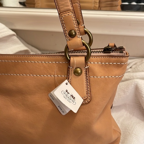 COACH - tan whipstitch satchel- F19018- NWT - Picture 5 of 17